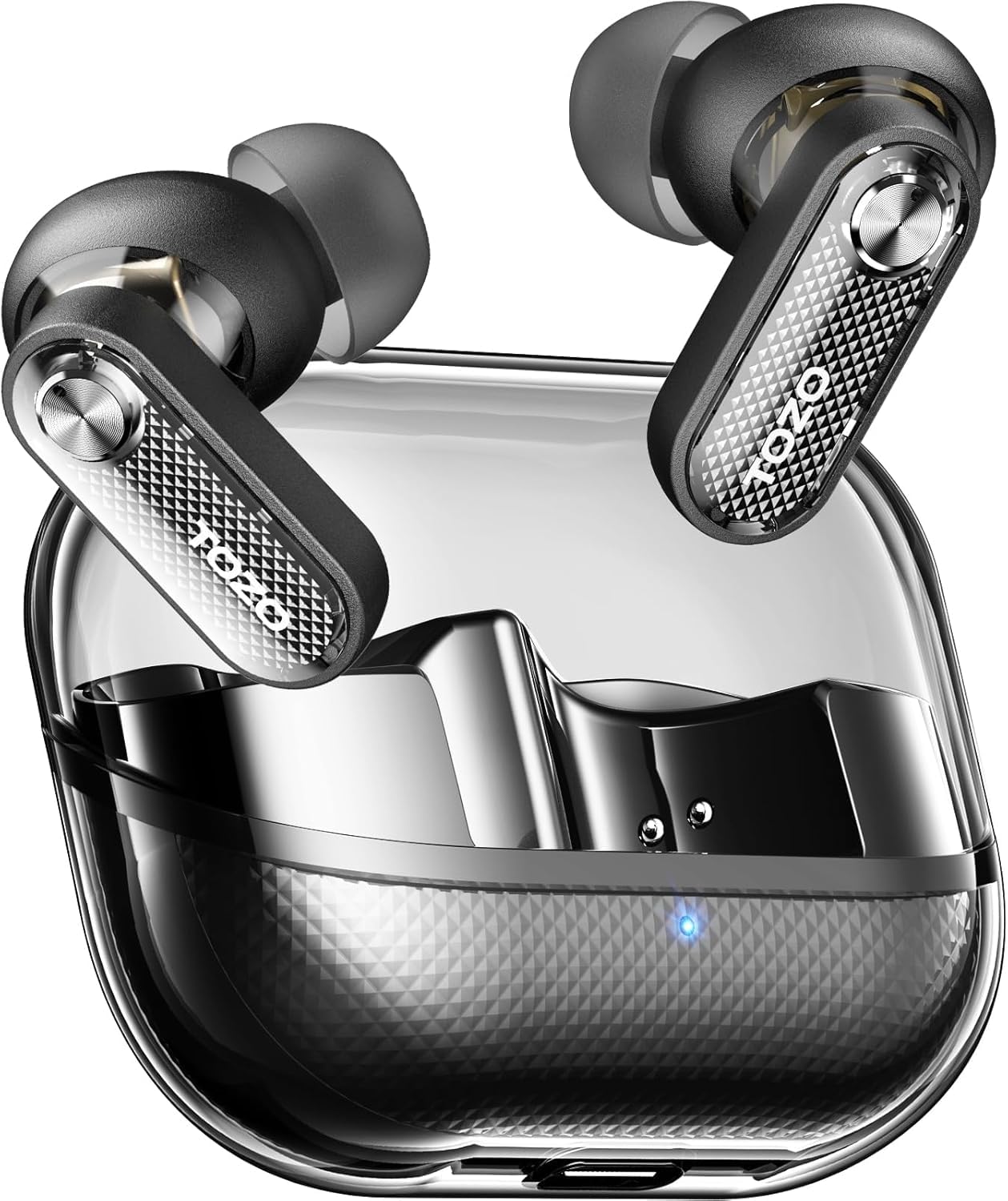 TOZO Crystal Pods Kopfhörer Kabellos Bluetooth 5.4 Bluetooth Kopfhörer, Hybrid Active Noise Cancelling Kopfhörer, Dual-Mikrofone ENC AI Klarer Anruf, 35 Std Spielzeit, APP, IPX5 Wasserdichte - Schwarz
