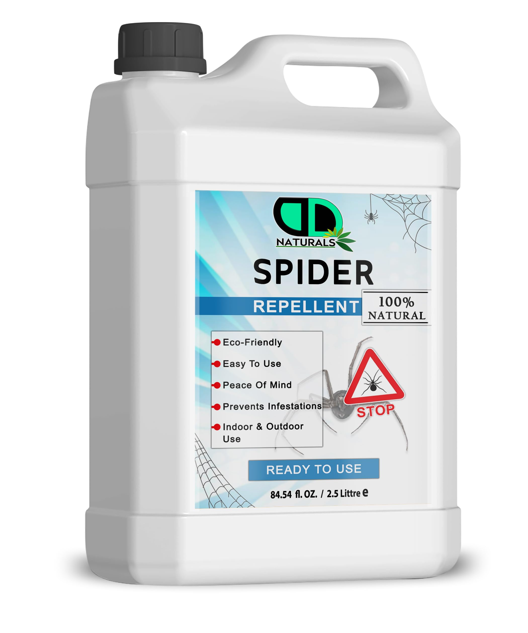 100% naturalny spray odstraszający pająki, nietoksyczny, skuteczny odstraszacz pająków, zapobiega tworzeniu sieci, naturalnie odstrasza pająki (2,5 litra)