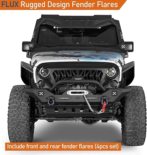 Miniatura 2 de Hooke Road Kit de guardabarros de tubo tubular JK delantero y trasero para Jeep Wrangler JK 24 puertas 2007-2018 con textura negra sólida