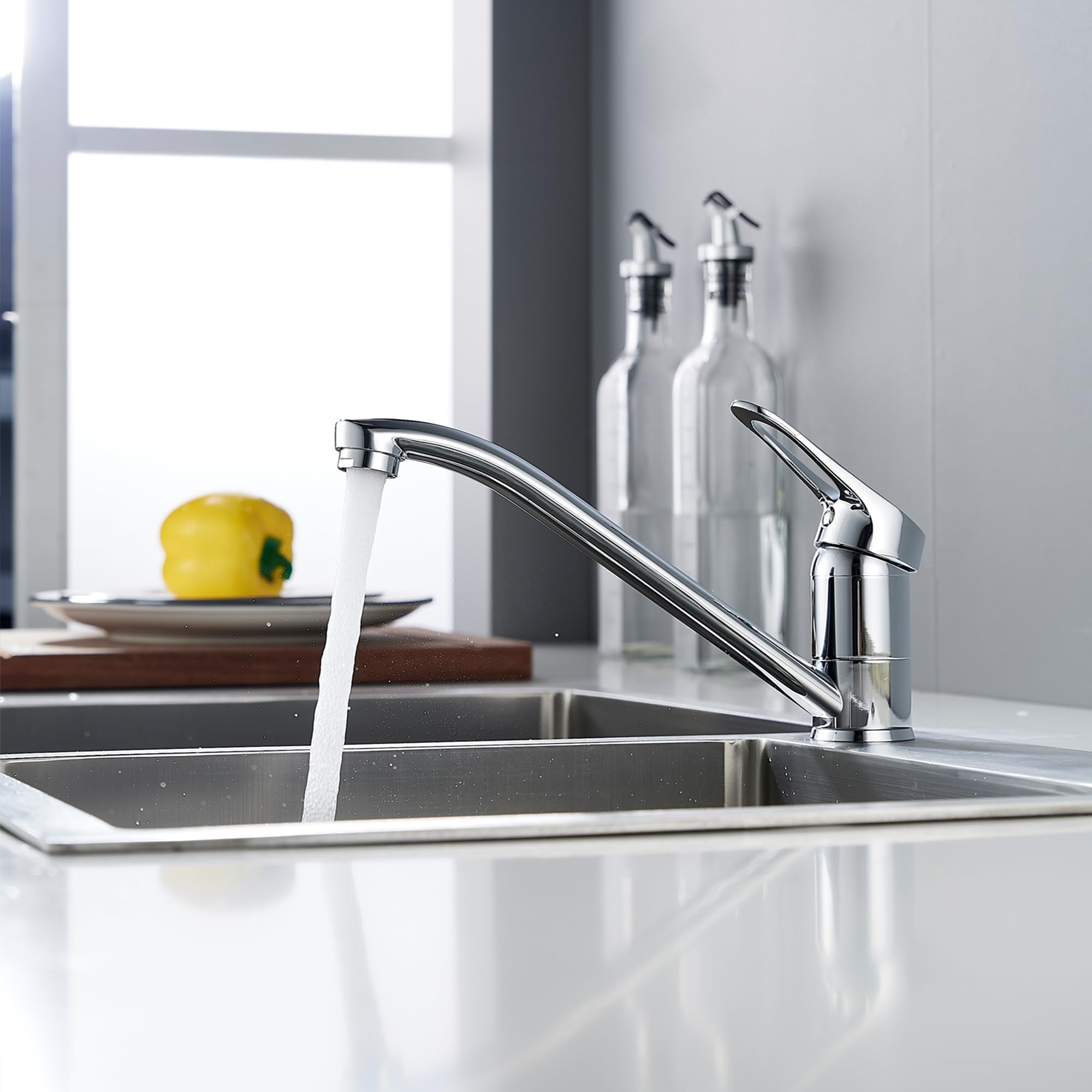 BELZ Rubinetto Lavello Cucina, Miscelatore Cucina Monocomando Girevole 360°, Rubinetti Cucina con Cartuccia in Ceramica & Tubo da 60cm, Ottone Cromato Anti-Corrosione per Spüle Cucina