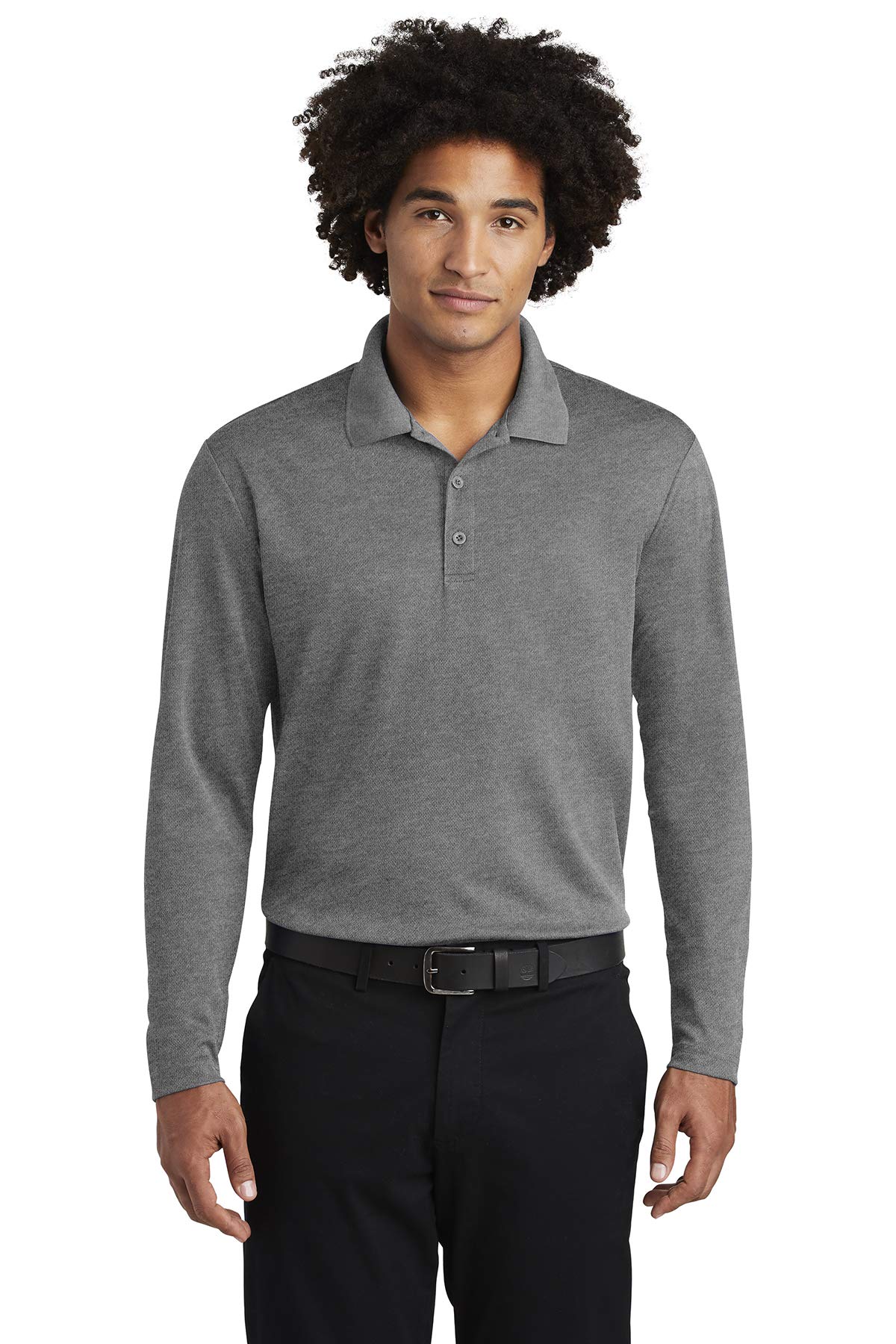 SPORT-TEKPosiCharge RacerMesh Long Sleeve Polo M Grey Heather
