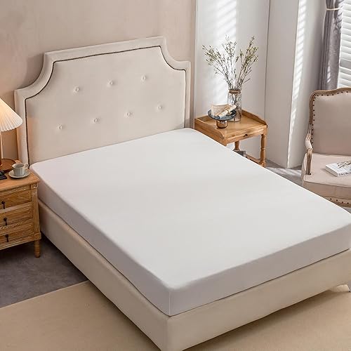 Miniatura 5 de PURE ERA Sábana bajera ajustable de algodón de punto de jersey (sin sábana encimera ni fundas de almohada), bolsillo extra profundo de hasta 15 a 20