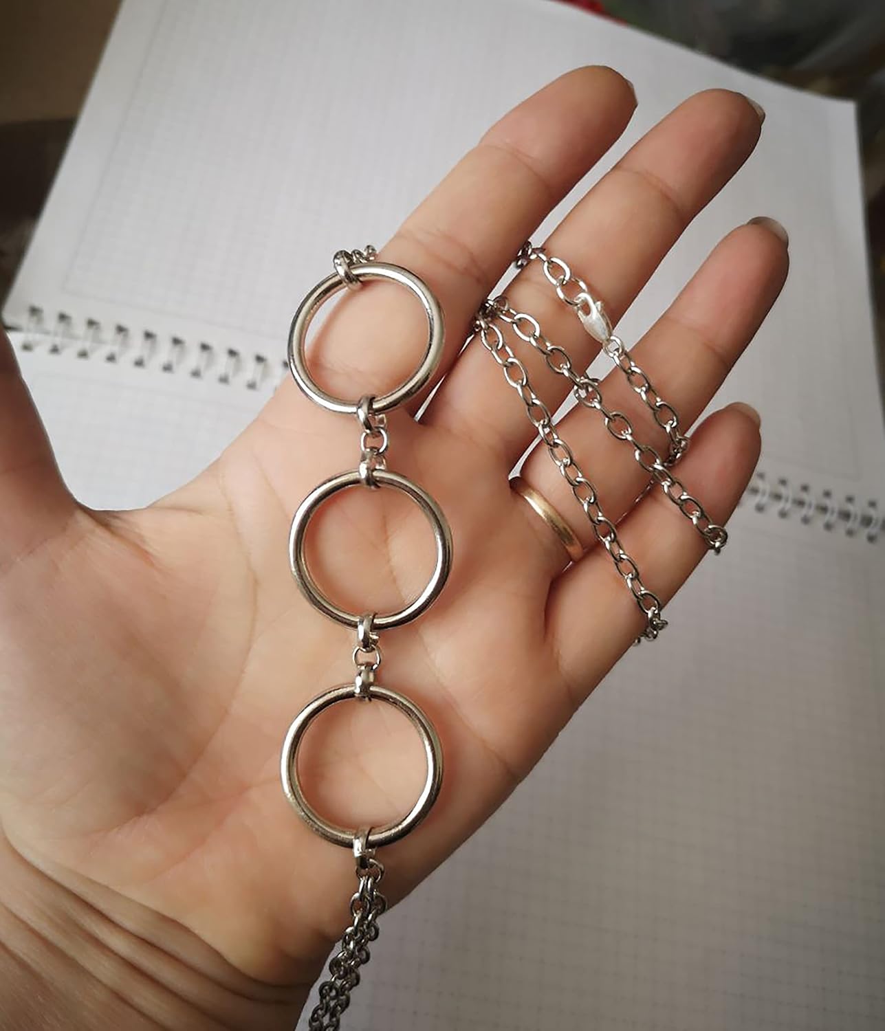 O-ring necklace to nipple/Tri circle necklace/Day collar with nipple chain/Body jewelry/Mature