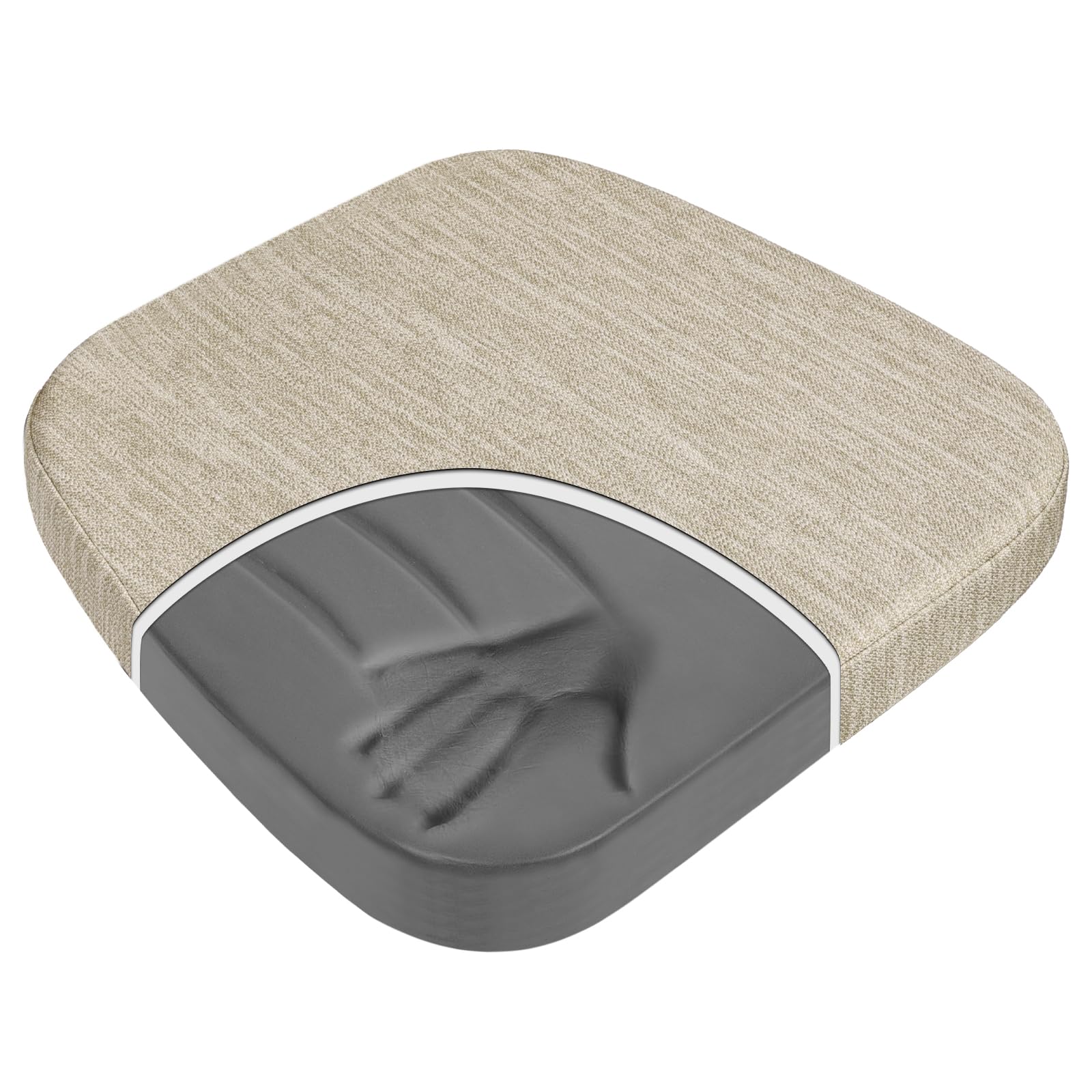 baibu 17 x 16 Inches Dual-Layer Memory Foam Non-Slip Kitchen Chair Pad and Dining Seat Cushion with Ties Machine Washable Cover - Beige