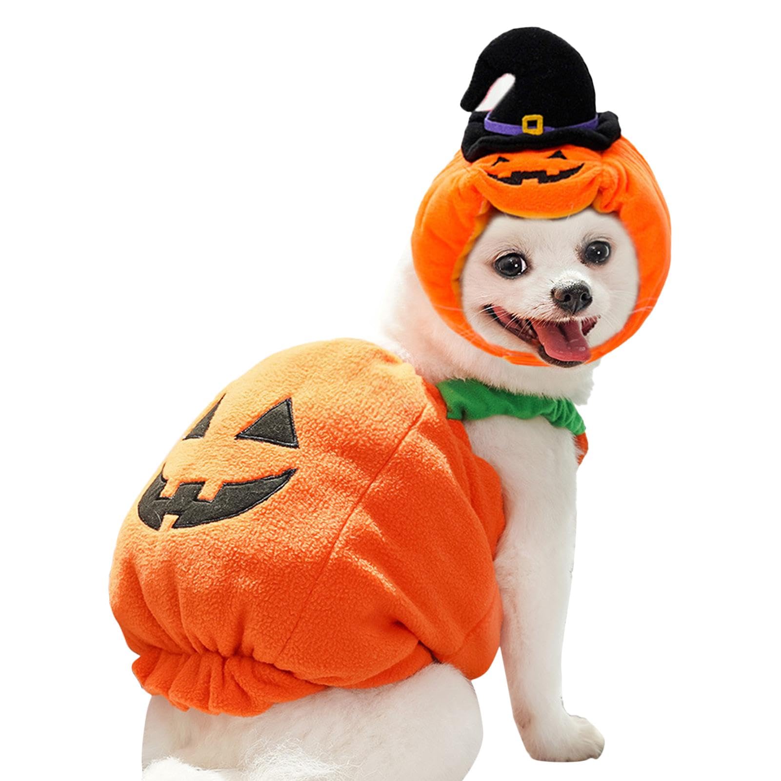 Halloween Pet Cosplay Costumes,Halloween Costume Pet Witch Hat, Small Dog Pumpkin Costume, Dog Dress Up Halloween, Dog Pumpkin Outfit, Puppy Warm Outfits Autumn Winter Clothes For Small To Medium Dogs