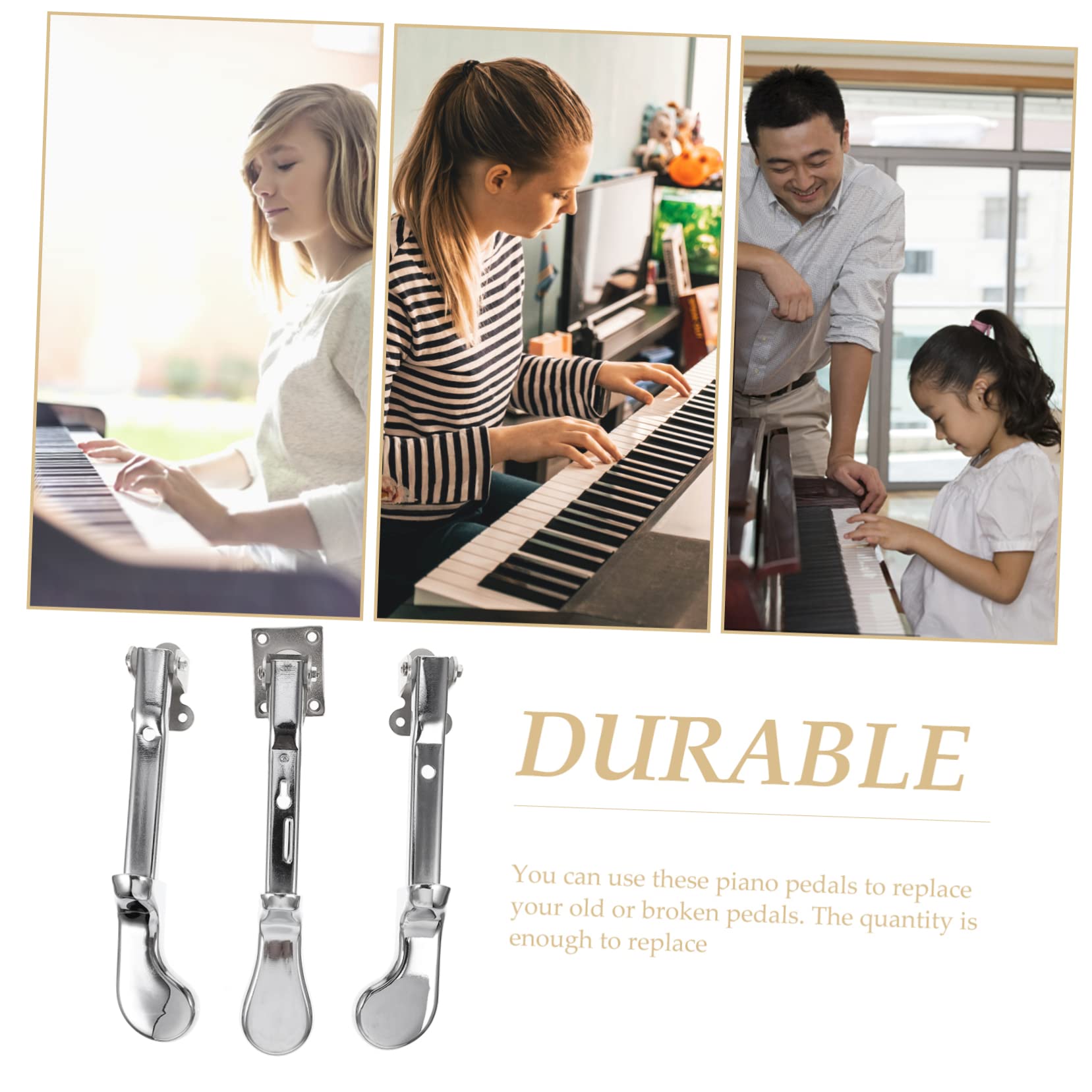 Yardwe Pedali per Pianoforte Verticale in Lega Argento 3 Pezzi Leggeri e Resistenti, Accessori per Pianoforti in Negozi di Musica e Palchi