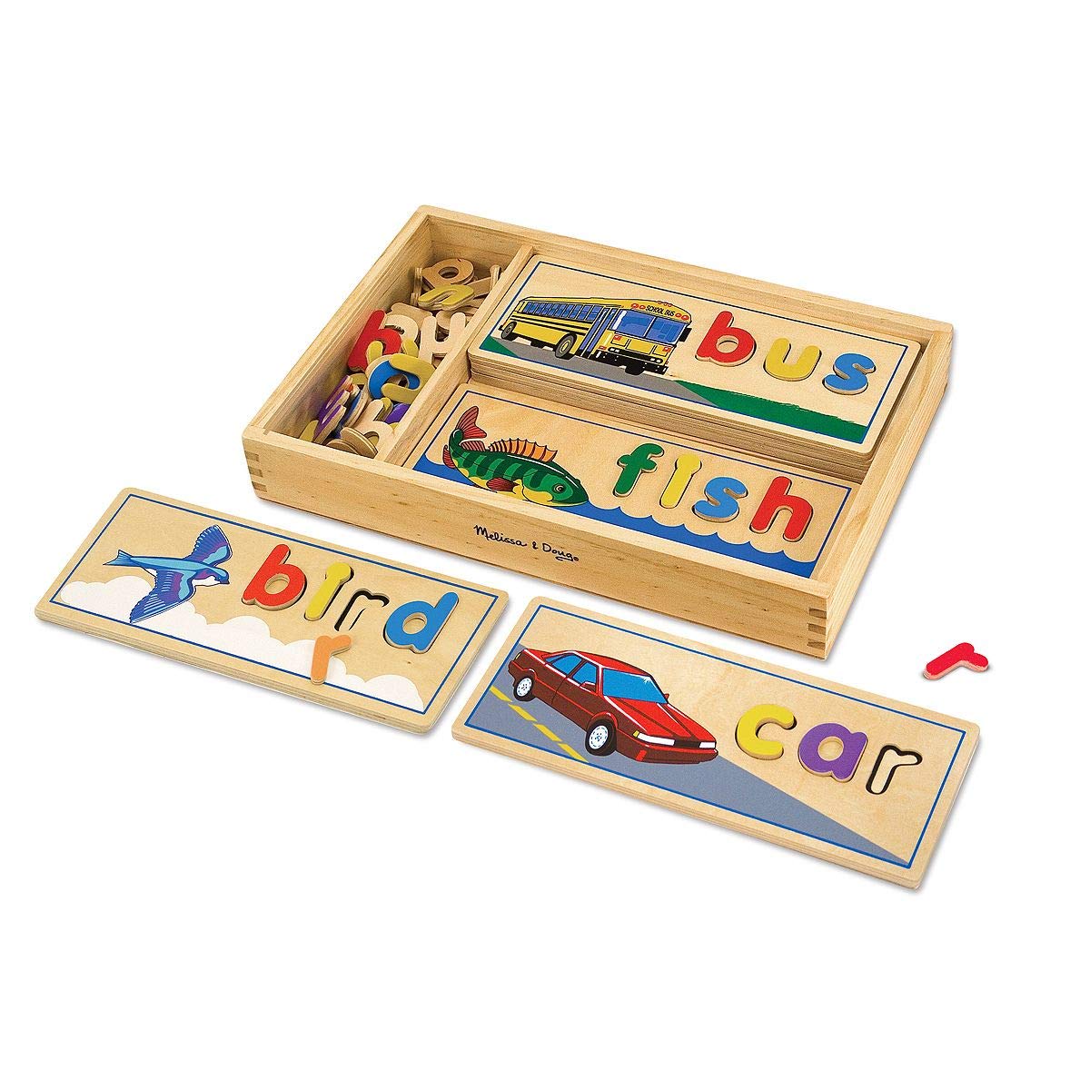 Melissa & Doug 12940 Wooden Game Boards with Symbols and Letters for Recognition and Spelling (58 Pieces)