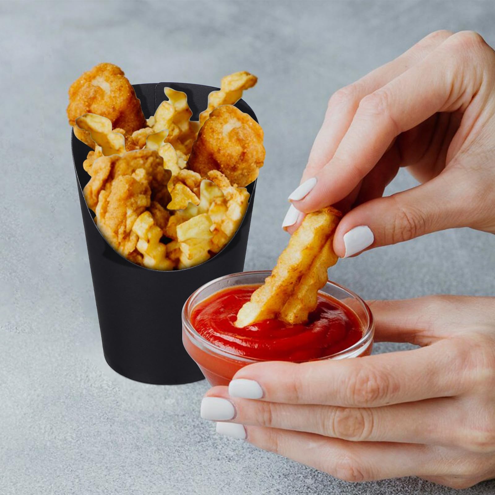 Angoily 100pezzi Contenitori di Carta per Patatine Fritte Bicchieri per Antipasti Usa e Getta Contenitori per Snack per Dolcetti e Cibo Fritto Confezione