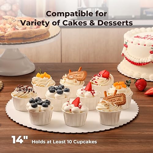 Miniatura 48 de Fit Meal Prep Paquete de 20 tablas para tartas, círculos redondos dorados de 6 pulgadas, círculos de pizza desechables, soporte de base para postres