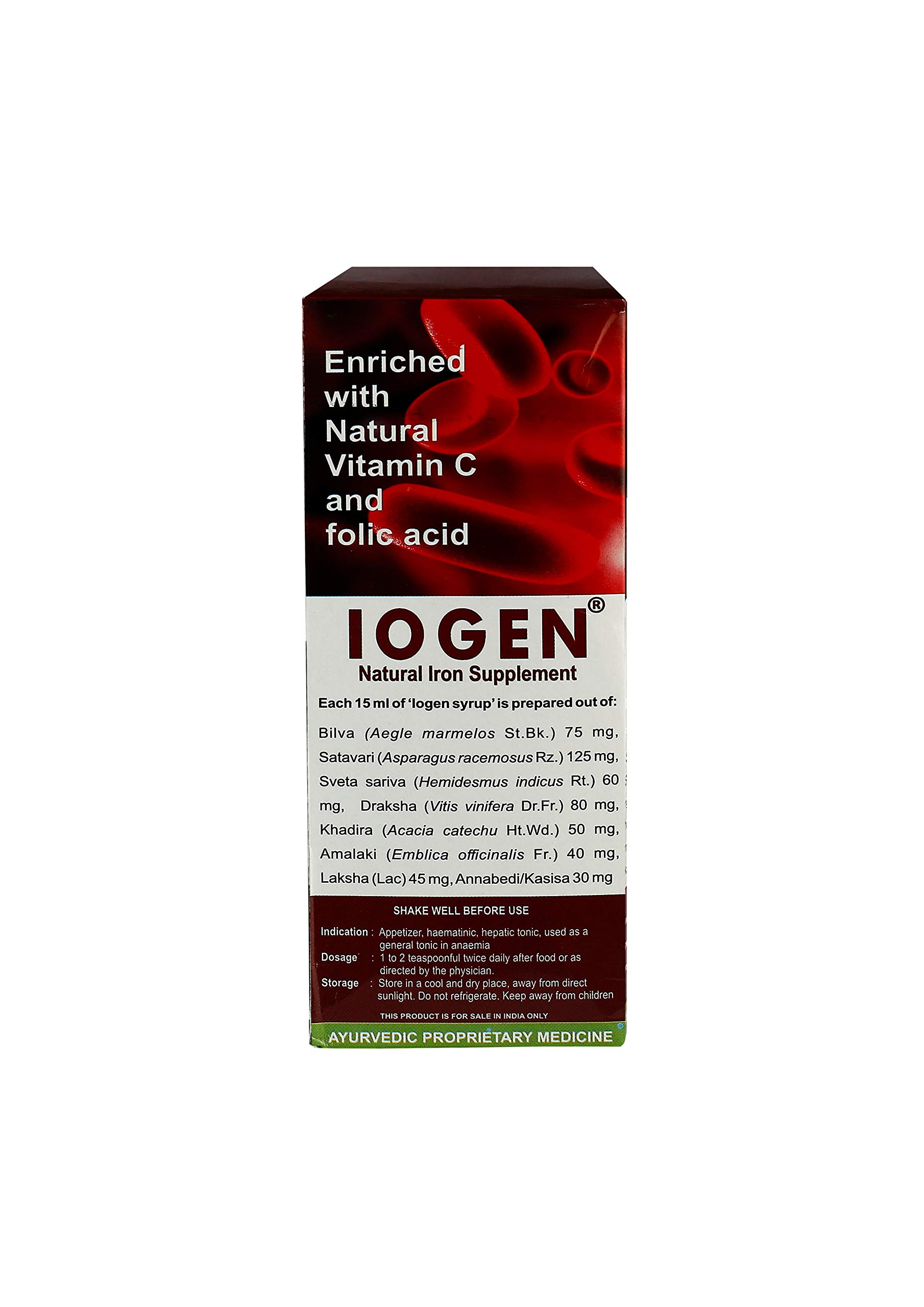 Kerala Ayurveda Iogen 200ml (Pack Of 3, 200ml each) | Natural Iron Supplement | Improves Hemoglobin level | Herbal Iron Supplement | Non-Constipating Tonic | Anemia Syrup | Stimulates Appetite | No Artificial Flavors | With Bilva, Satavari, Draksha, Amla, and Annabedi |