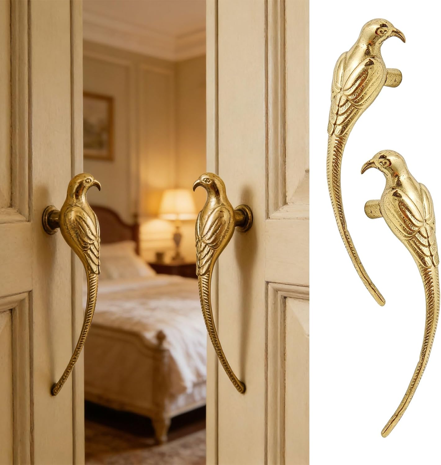 Modern Golden Magpies Shape Dresser Pull Stylish Metal Handle for Cabinets and Closets Replacement Knob Cabinet Knob