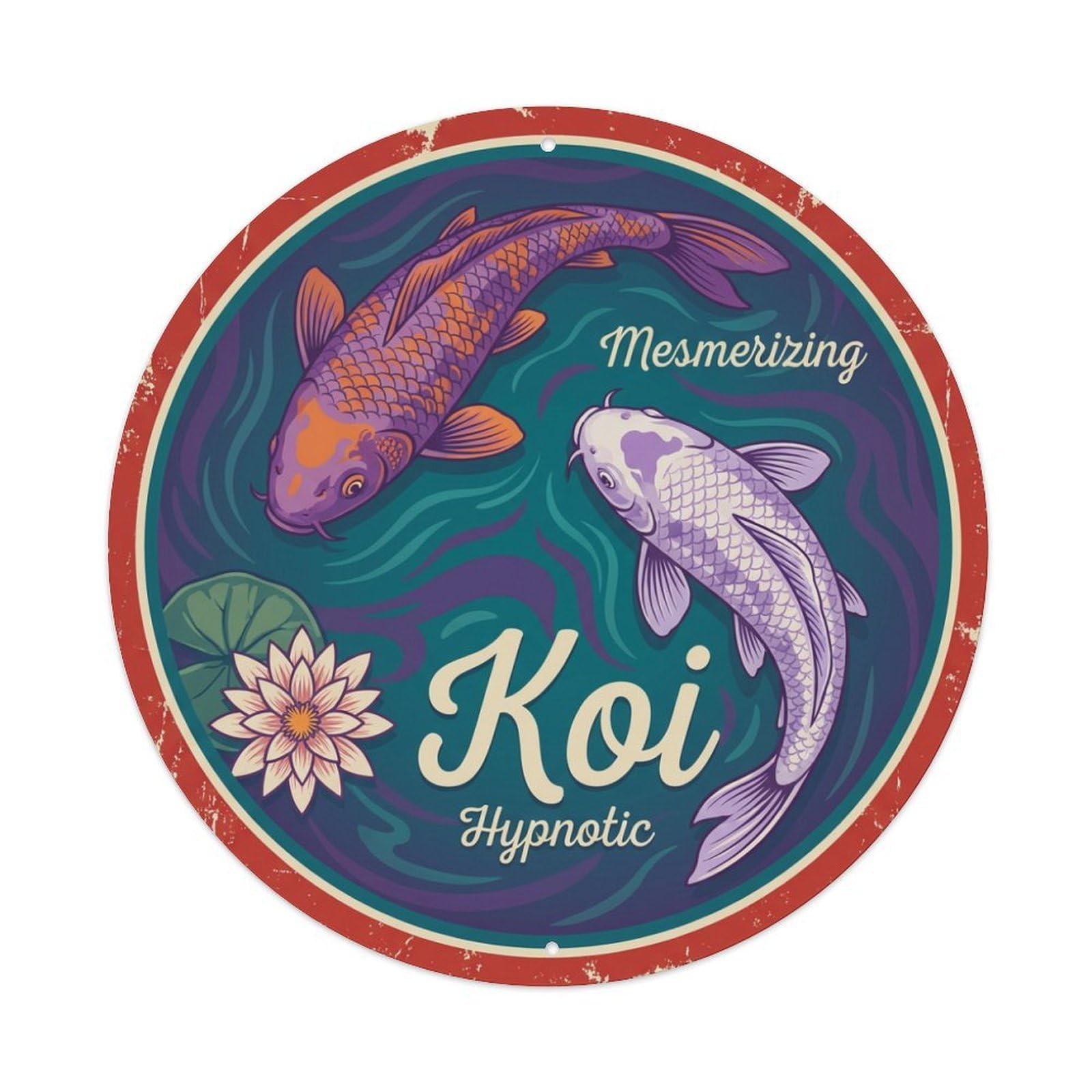 Xanthor Style Koi Fish Mesmerizing Hypnotic Waters Metal Tin Sign