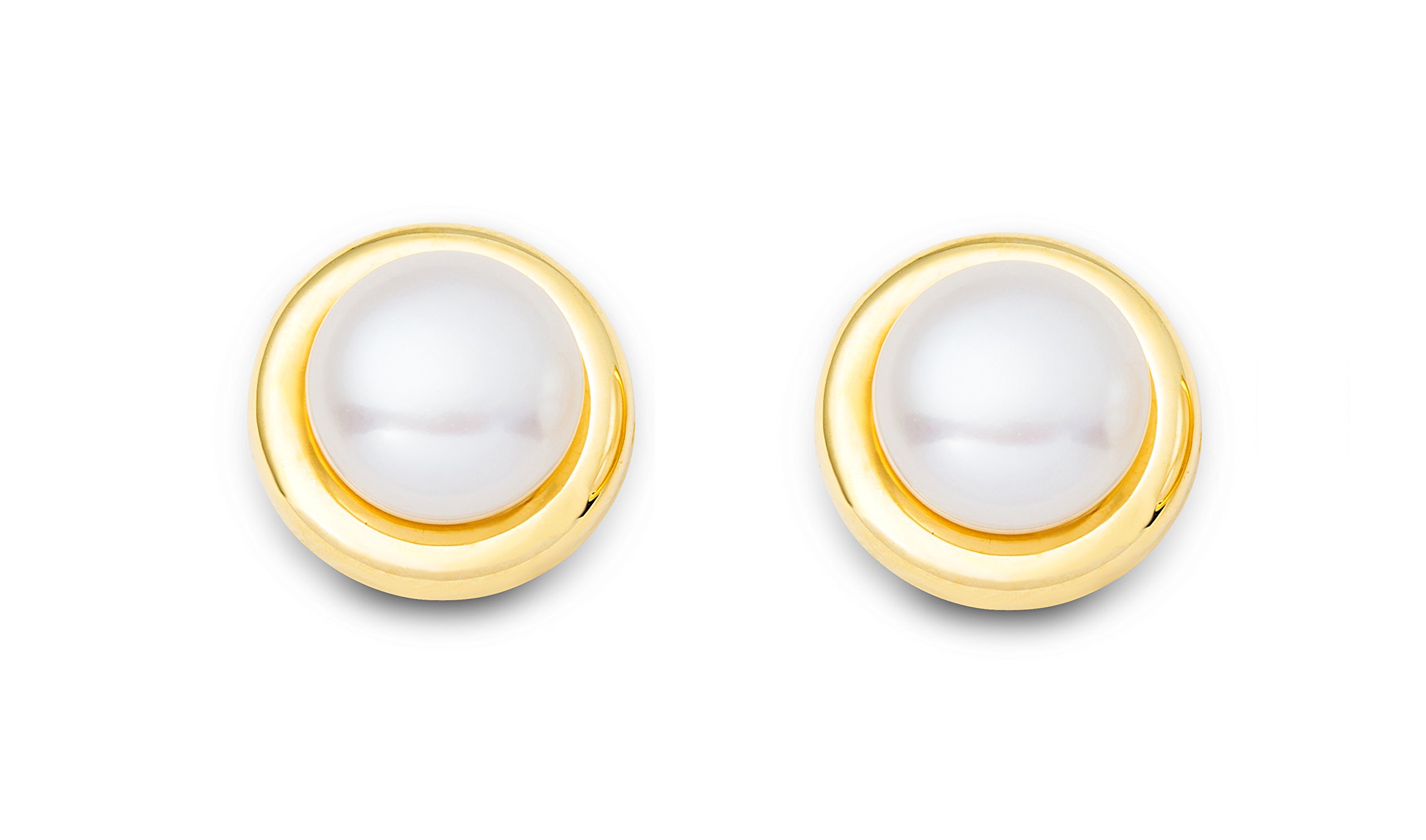 Miore Ohrringe Damen Ohrstecker Gelbgold 9 Karat / 375 Gold Süßwasserperlen