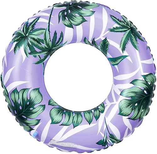 Flotador de piscina para piscina, flotadores inflables de tubo de natación para adolescentes y adultos con hojas tropicales impresas, anillo de