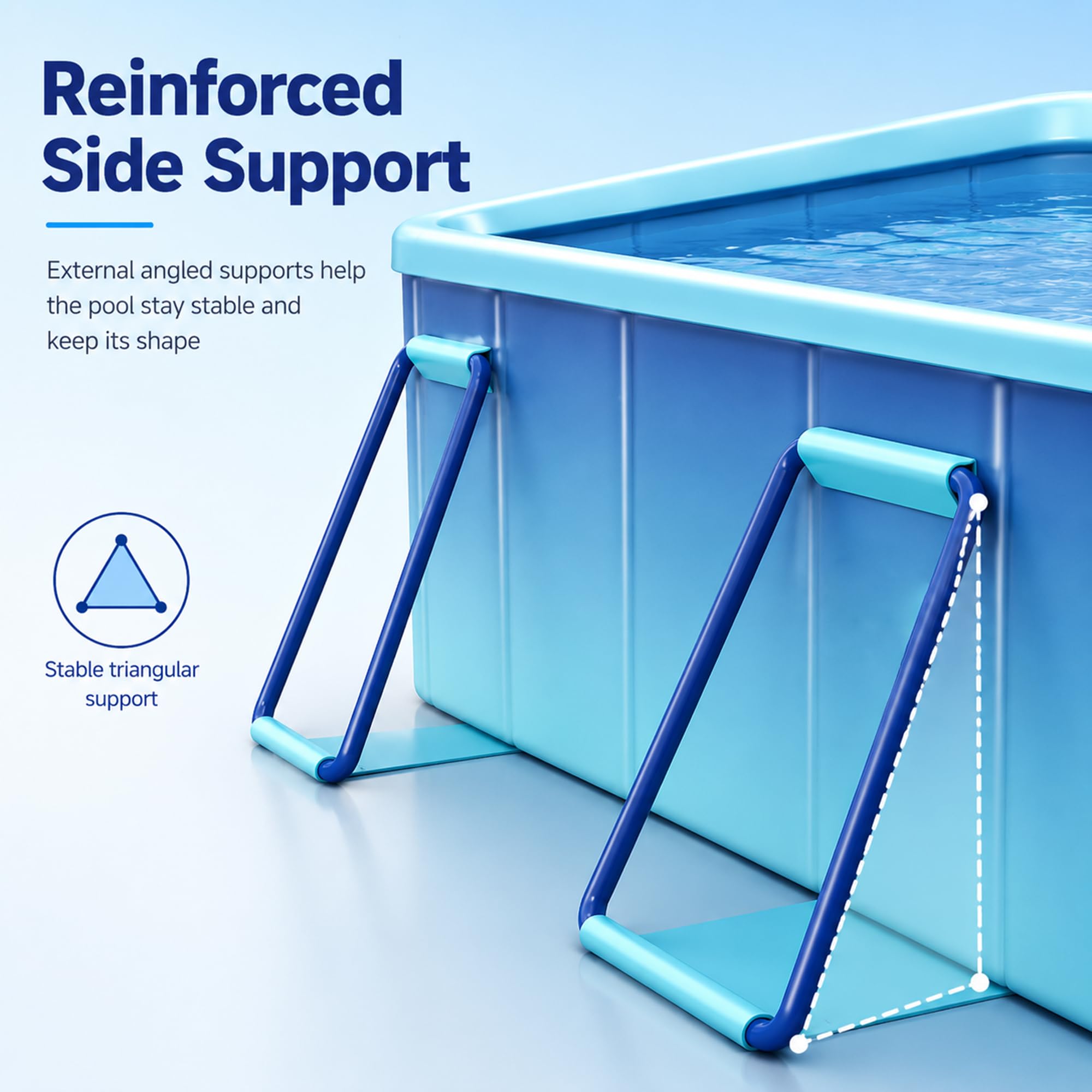Grande Piscina Rettangolare Pieghevole Fuori Terra Non Gonfiabile | Supporti Laterali Rinforzati per Bambini e Adulti, Ripiegabile e Compatta(62.9in/160cm)
