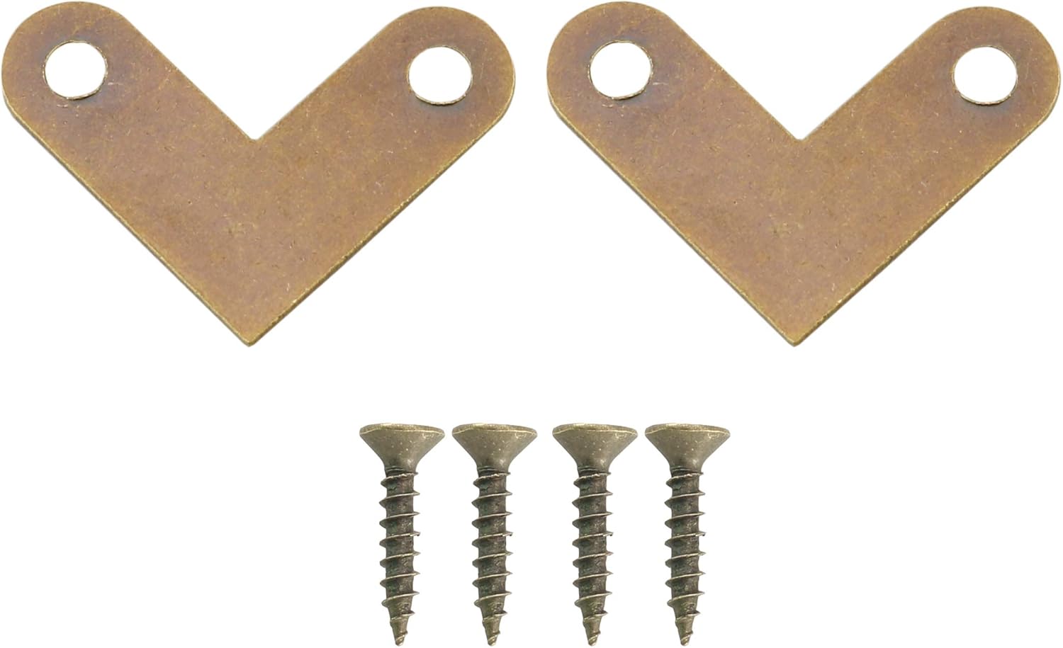 HJ Garden 4pcs L-Shaped Copper Corner Code Brass Flat Corner Bracket Joint Flat Corner Brace Plate Support Drawer Fixed Corner Code, Bronze