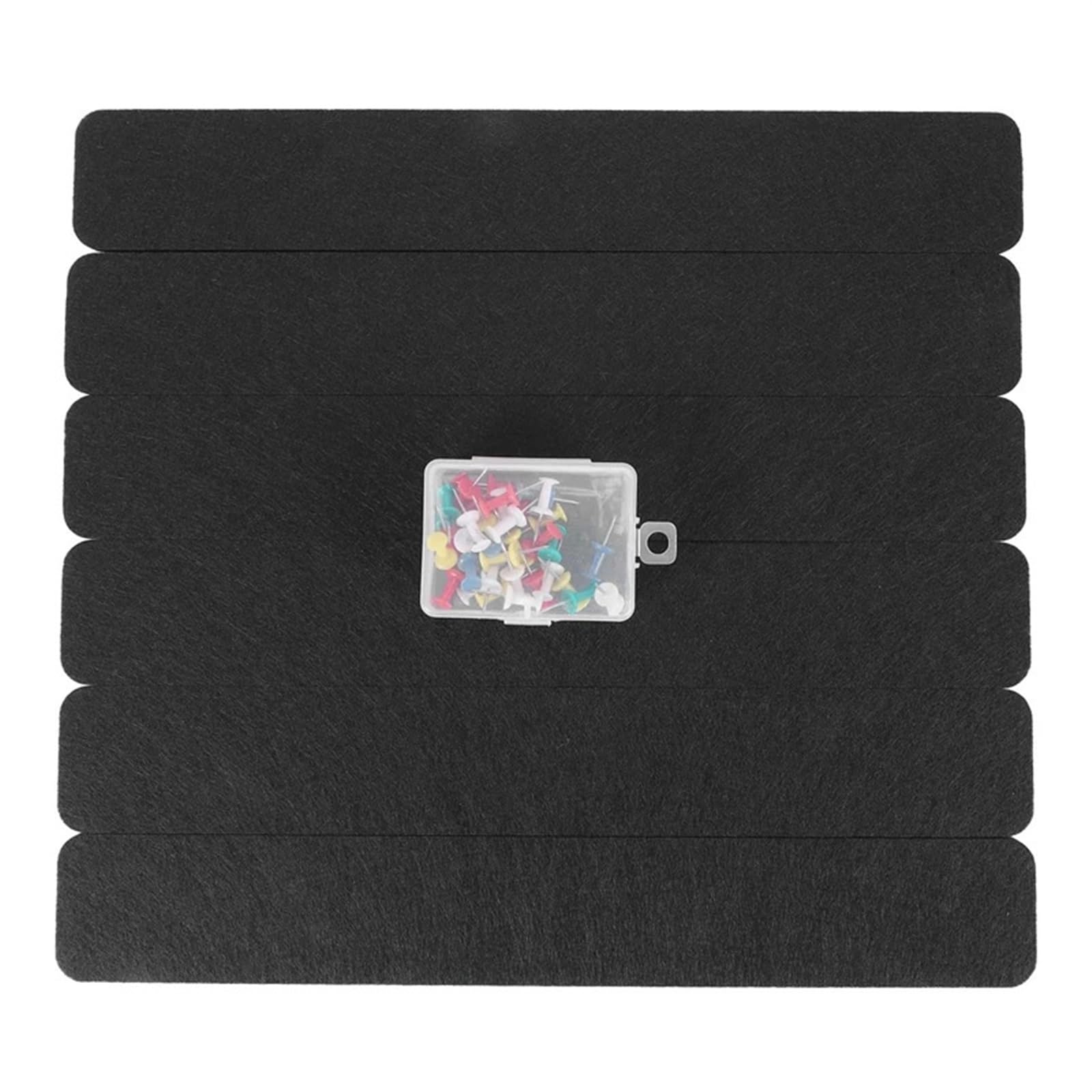 Filcowe płytki korkowe, 6 szt. samoprzylepnych pasków filcowych do tablicy ogłoszeń w biurze i klasie(Black)