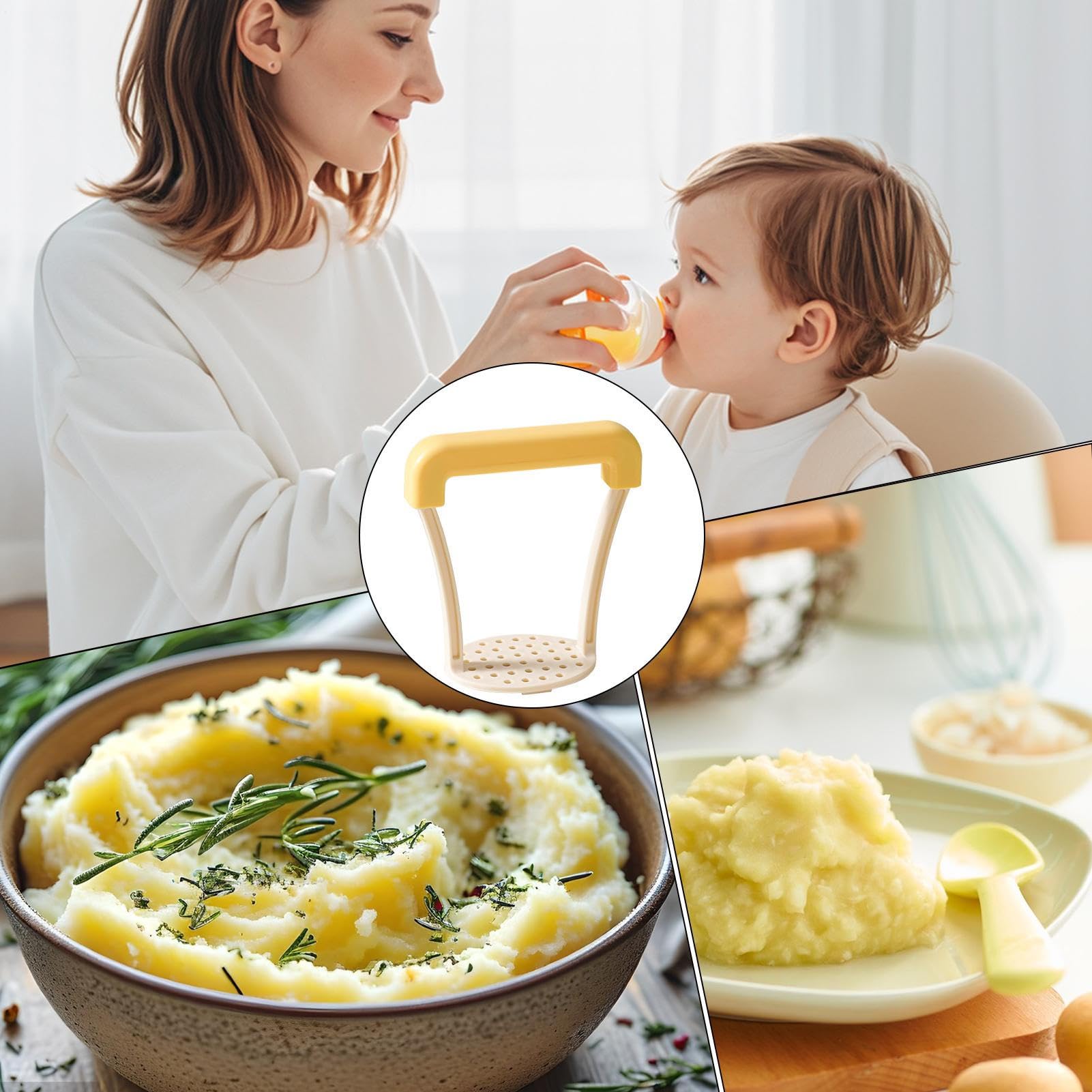 Presse-purée manuelle | Outil de cuisine pour écraser – Poignée antidérapante de 13 cm – Prise confortable sans rayures pour cuisiner l'avocat et les légumes