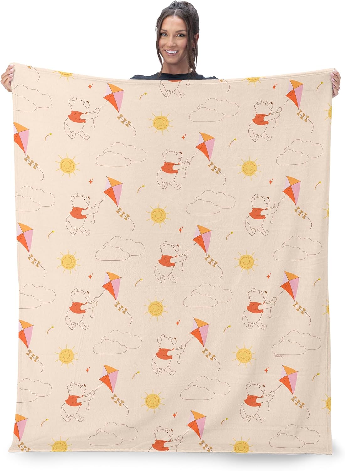 Northwest Winnie the Pooh Kite Adventure Silk Touch Sherpa Throw Blanket 50x60 Inches