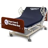 Ultra Wide Adjustable Hospital Bed with 48" Foam Mattress - 14"-30" Height Range, 36”-42”-48” Width Range, 80”-88” Length Range - Full Electric Bariatric Medical Bed, 8 Function Hand Pendant -Cherry