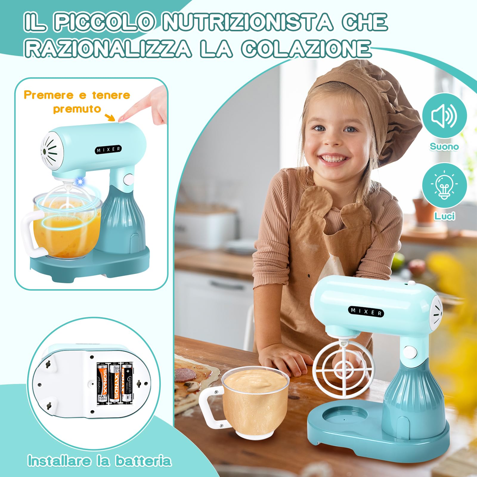 Aragallant Cucina Giocattolo per Bambini, Accessori Cucina Bambini con Macchina Caffe, Frullatore, Mixer, Tostapane, Set di Elettrodomestici Regalo per Ragazzi e Ragazze 2 3 4 5 6 Anni