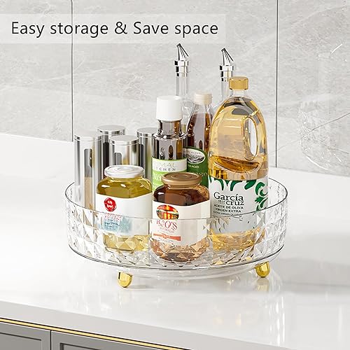 Miniatura 7 de Organizador de maquillaje giratorio de 360 grados para tocador, organizador de cuidado de la piel con patrón de diamante, organizador de perfumes,