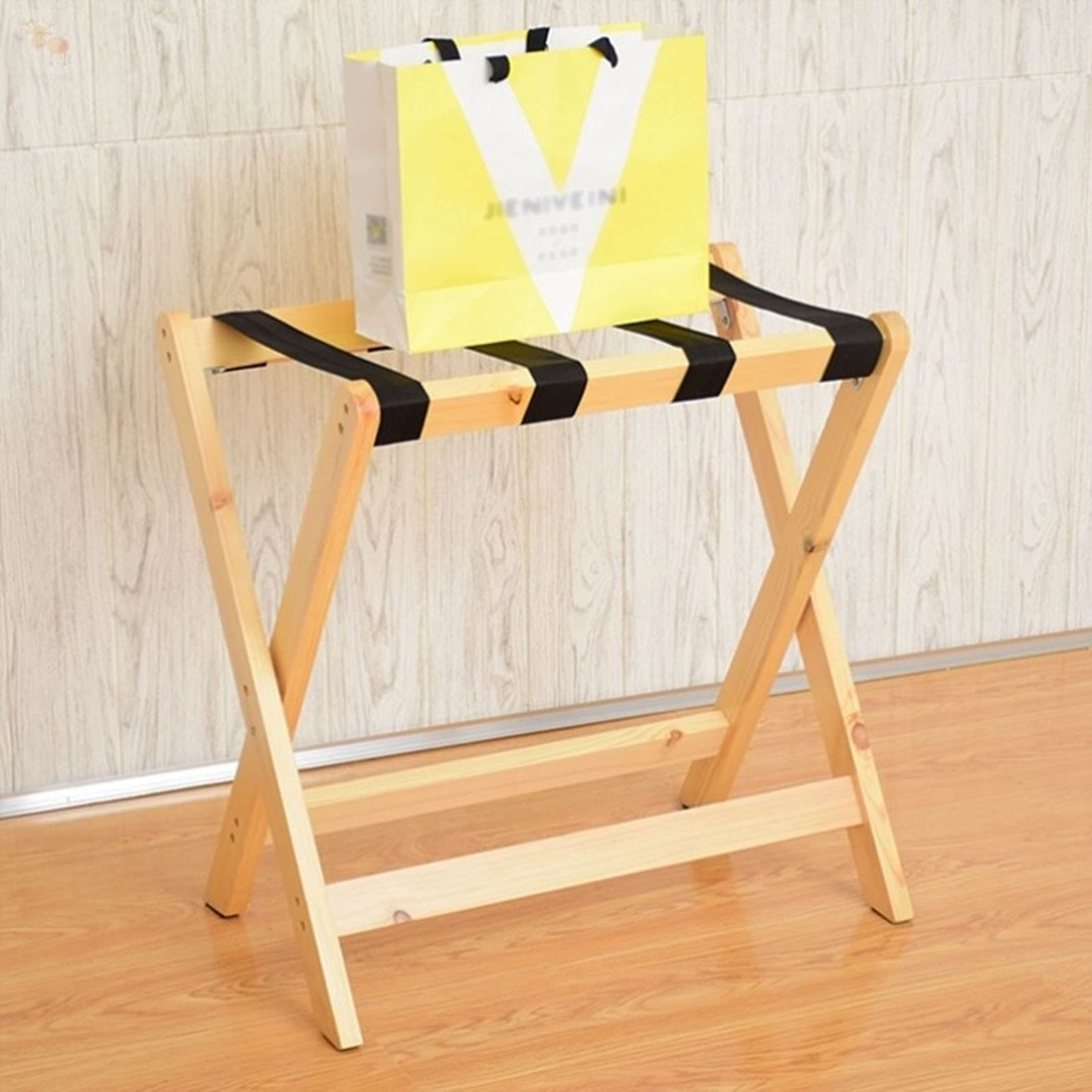Porte-bagages en bois robuste avec finition haut de gamme effet brûlé pour chambre d'hôtel