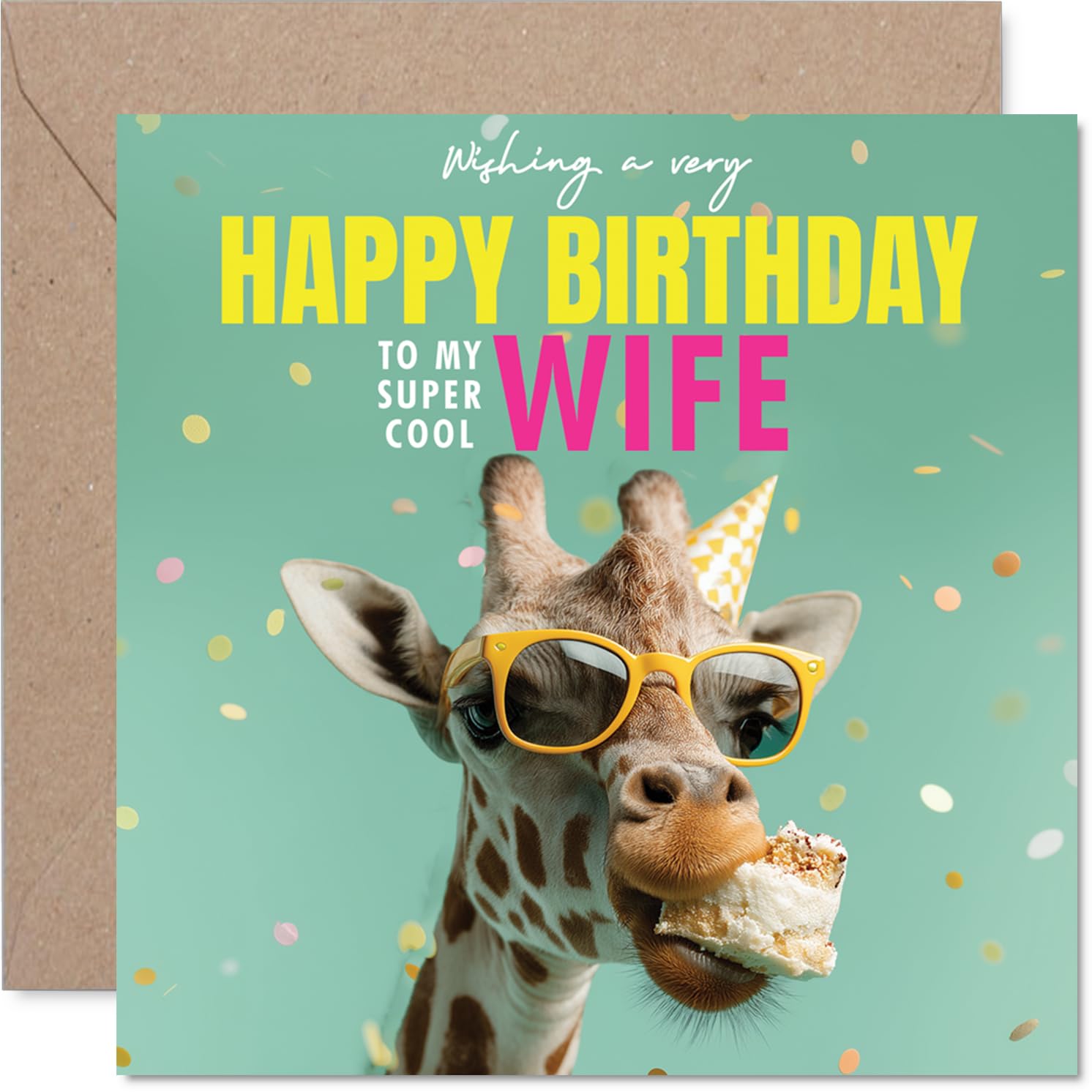 Wife Birthday Card - Neck-stravagant Day - Happy Birthday Card for Wife from Husband Partner, 145mm funny giraffe Bday Greeting Cards