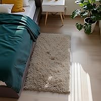 Yongyangjuxi Fluffy Shaggy Area Rug 2x4 Beige - 1.9" Extra Soft Non-Slip Plush Rug for Bedroom, Entryway, Kids Room