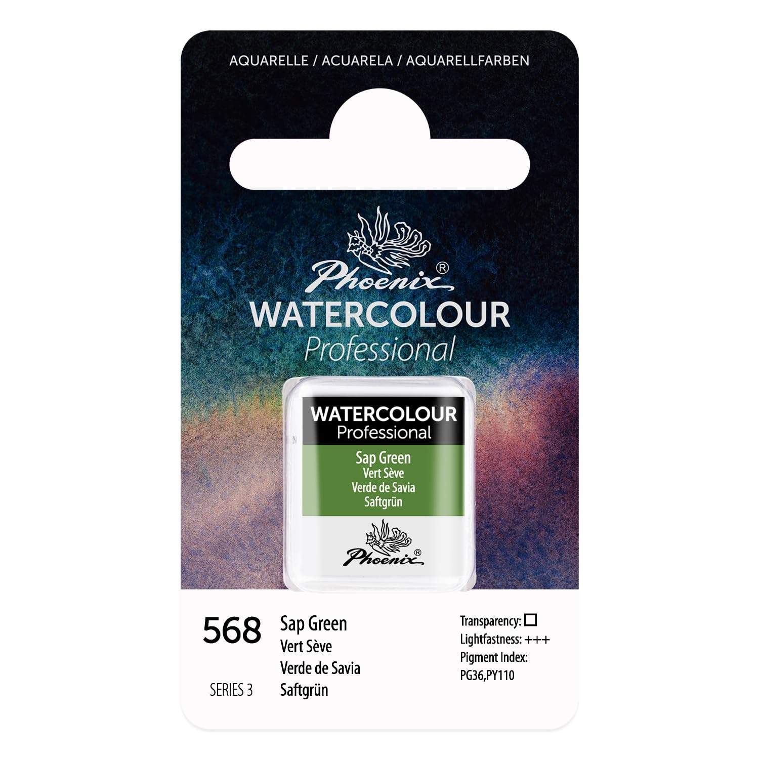 Professional Watercolor Paint - Single Watercolor Half Pan - Sap Green 568