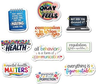 Vybonz 10PCS Mental Health Stickers, Vinyl Therapy Stickers for Mental Health Journal, Positive Quote Decals for Adult, Therapist Gifts, Journals, Laptops, Water Bottles