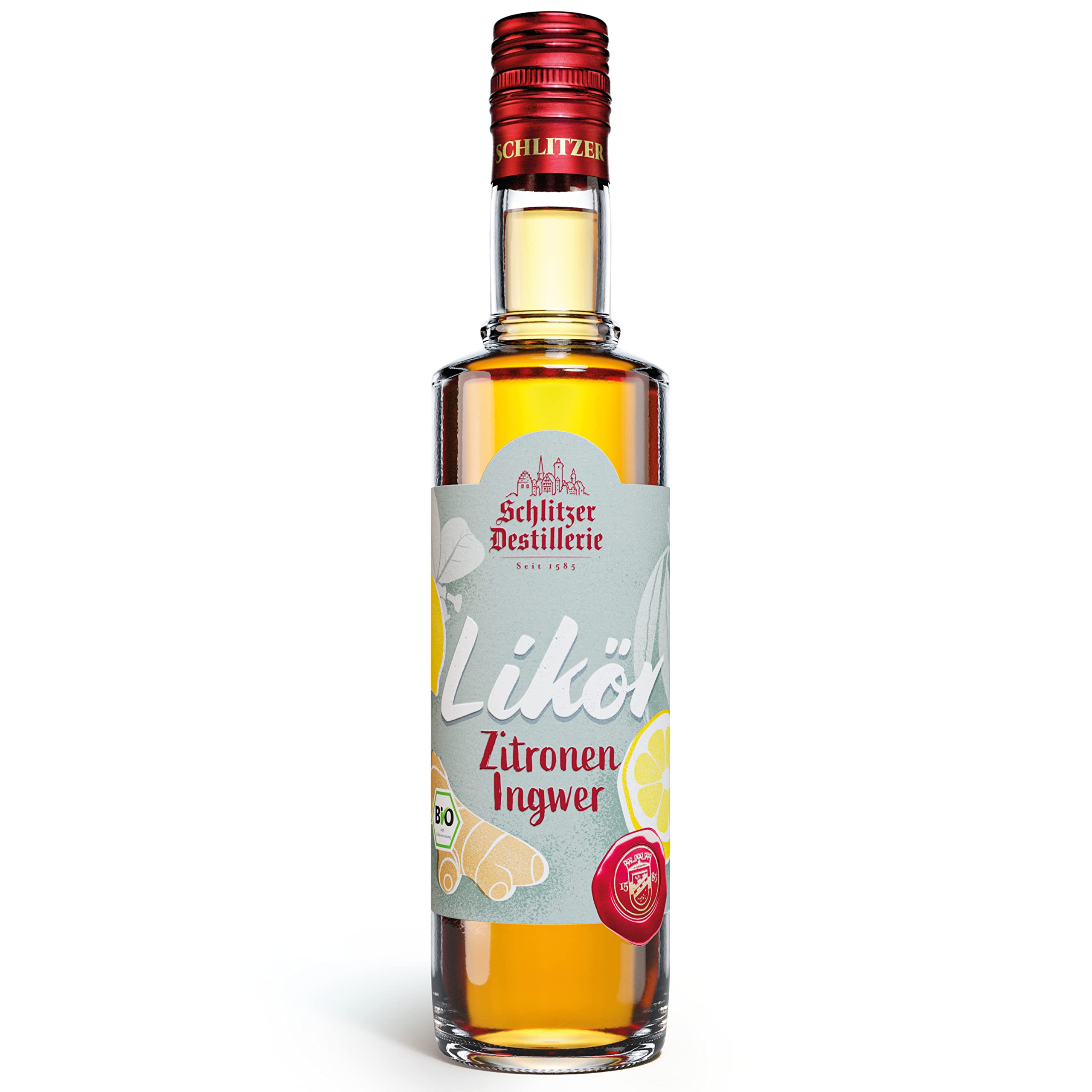 Schlitzer Bio Zitronen-Ingwer Likör 0,5L – 28% Vol. – Fruchtig-scharfer Zitronenlikör mit Ingwer – Ideal pur, auf Eis oder für Cocktails