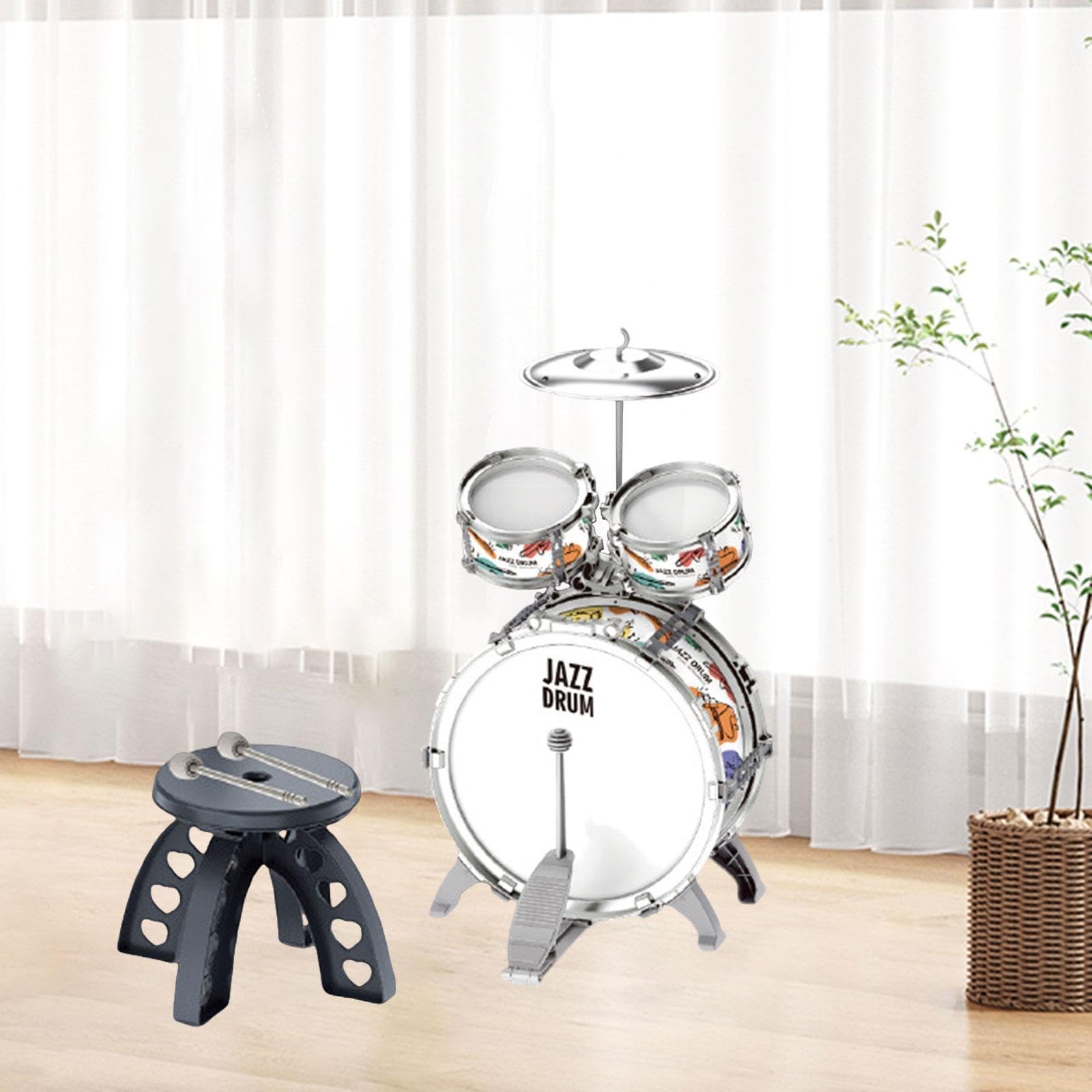 Batterie De Jazz Jouet Pour Enfants 3-5 Ans - Avec Tabouret Et Baguettes - Éveil Musical, Rose - Fityle - 6
