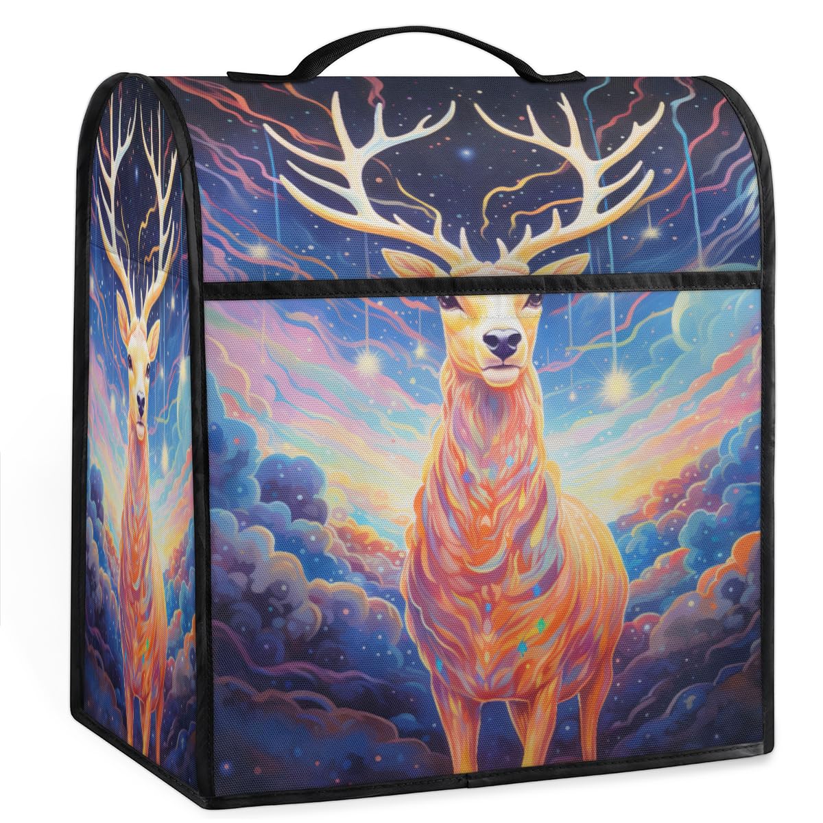 Coffee Maker Cover Starry Sky Deer Animal Kitchen Appliance Covers Small Appliance Covers Blender Cover Juicer Cover Dust Covers for Kitchen Appliances with Top Handle and Pockets,Washable,B602