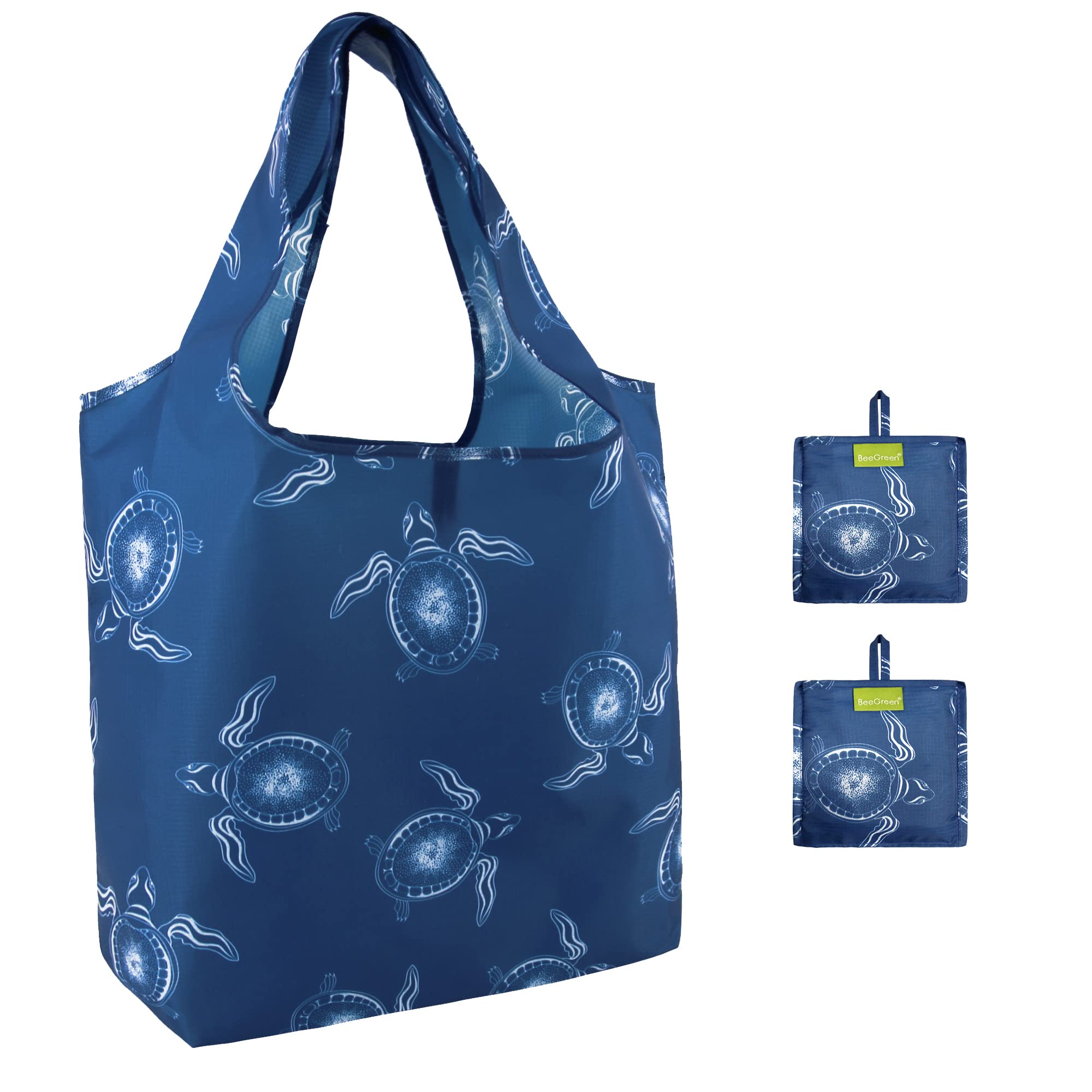 BeeGreenTurtle Lovers Gift for Women, Cute Animal Reusable Grocery Shopping Bags Foldable Ripstop, Reusable Shopping Bags 2 Pack Machine Washable Extra Large 50LBS Heavy Duty for Groceries