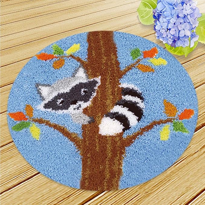 Kawn® Raccoon Latch Hook Kits Carpet Latch Hooking Rug Kits Cushion