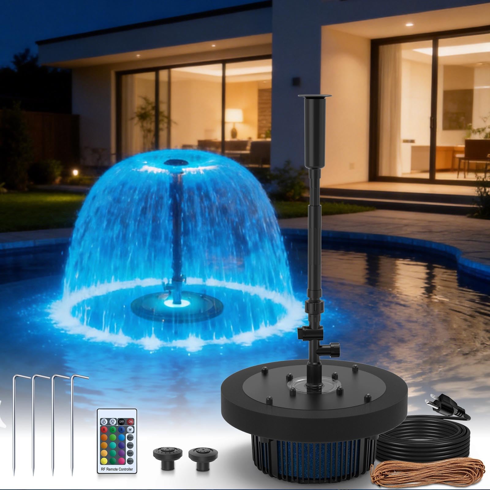 Photo 1 of FUMAK Floating Pond Fountain Pump with RGB LED Lights