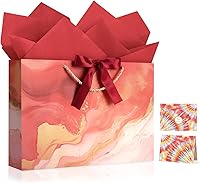 Vista 17 de JMANNI Bolsas de regalo, 3 piezas de tamaño mediano con cinta de lazo, bolsa de regalo de papel portátil, patrón de mármol, para cualquier ocasión