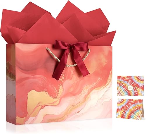 Miniatura 17 de JMANNI Bolsas de regalo, 3 piezas de tamaño mediano con cinta de lazo, bolsa de regalo de papel portátil, patrón de mármol, para cualquier ocasión