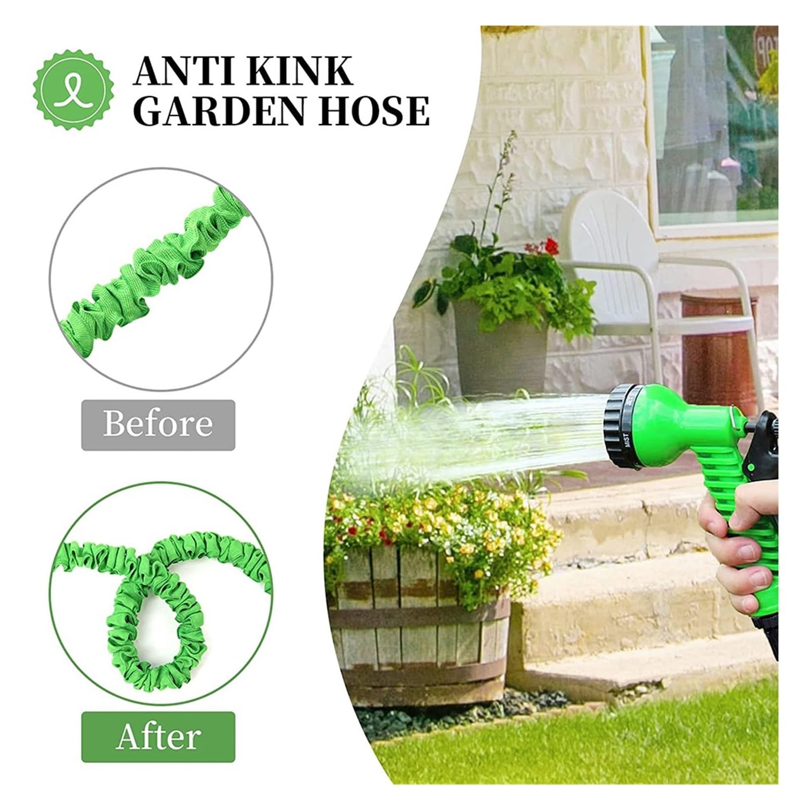 Tubo Lattice Verde Tubo Da Giardino Espandibile 100 Piedi - Verde Lattice, Flessibile, Con Ugello Spruzzatore Tubo Pvc 100 - Foto 7