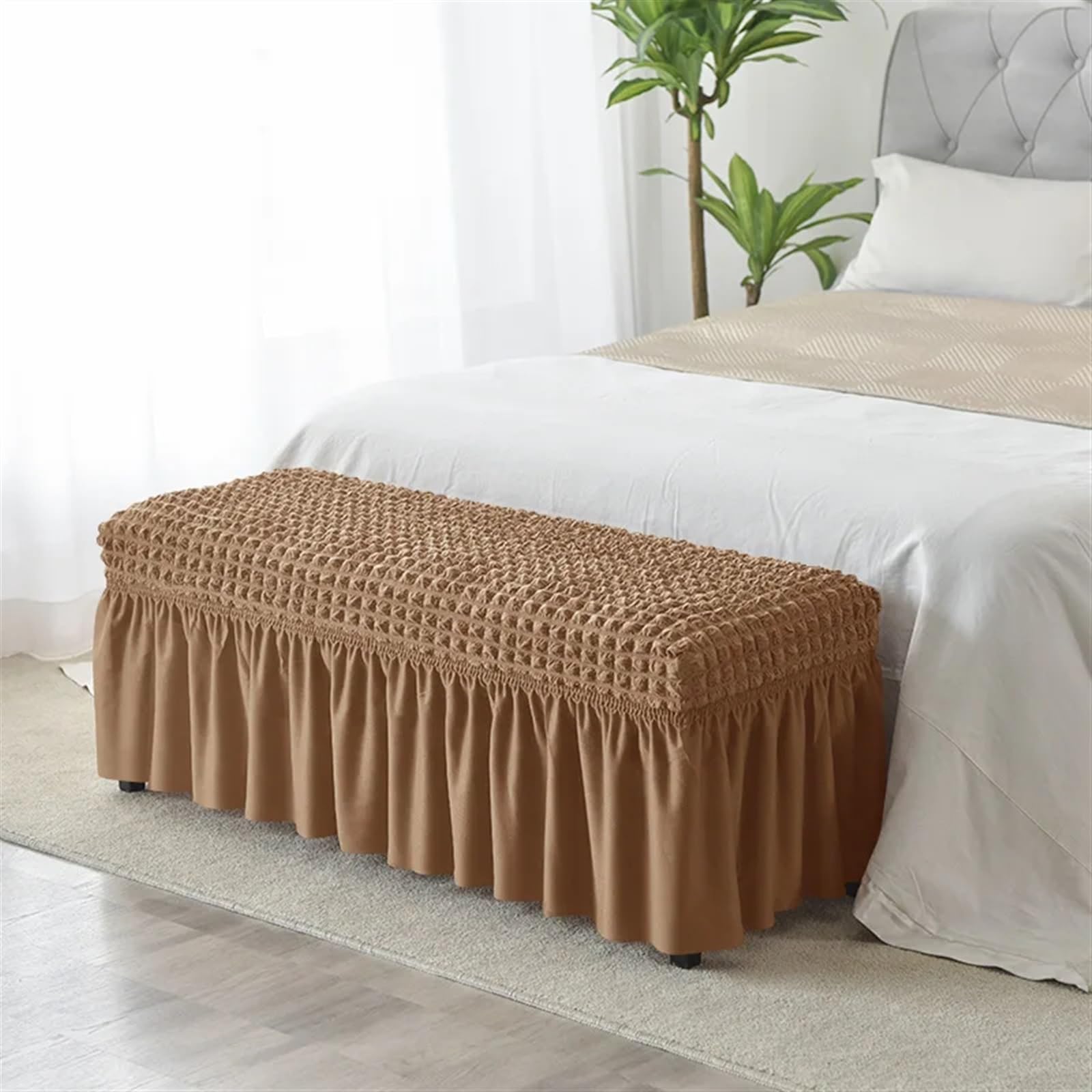 Coprisedili lunghi, in tessuto elasticizzato, universale, lavabile, decorativo, per soggiorno, casa, sala da pranzo, camera da letto, pianoforte (beige, S, 22 x 19 x 6 cm)