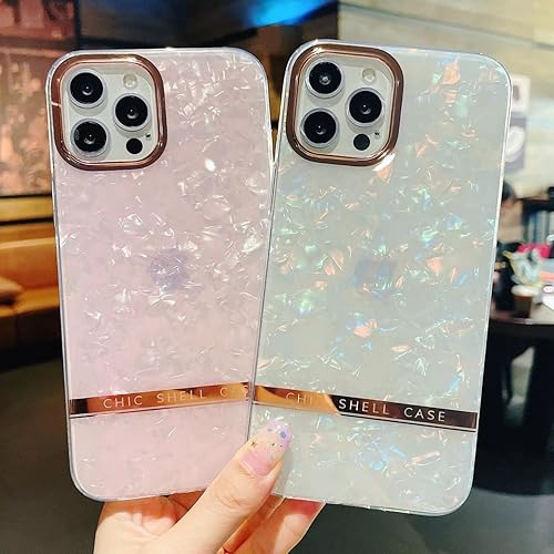 Miniatura 2 de TIANLI Funda diseñada para iPhone 13 Pro Max de 6.7 pulgadas, funda protectora delgada de plástico con patrón de concha nacarada y brillante para
