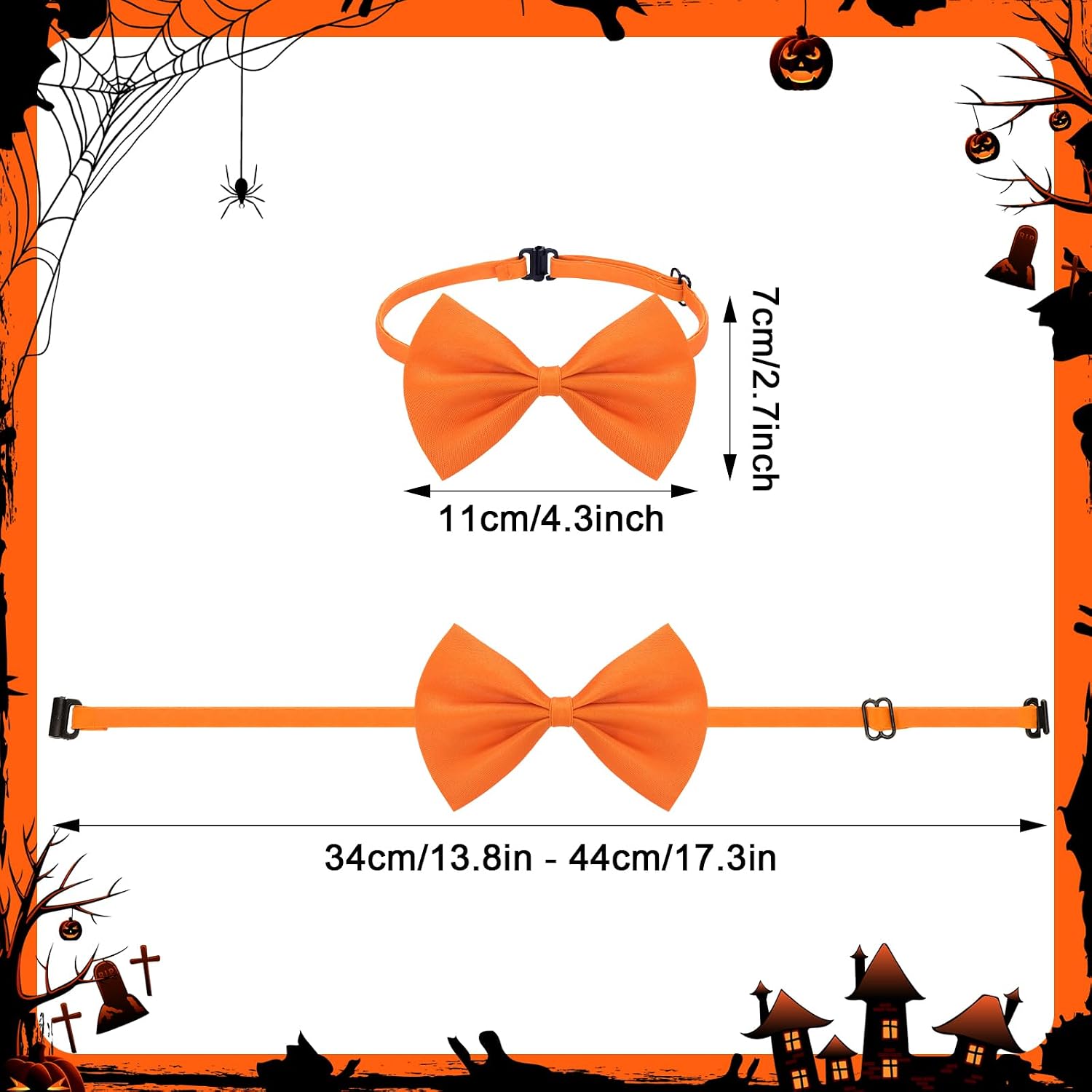 Huhumy 4 Pcs Halloween Blue and Orange Top Hat Costume Accessories for Dog Novelty Tall Felt Hat Bow Tie Outfit for Pet Cat Halloween Cosplay Party Supplies