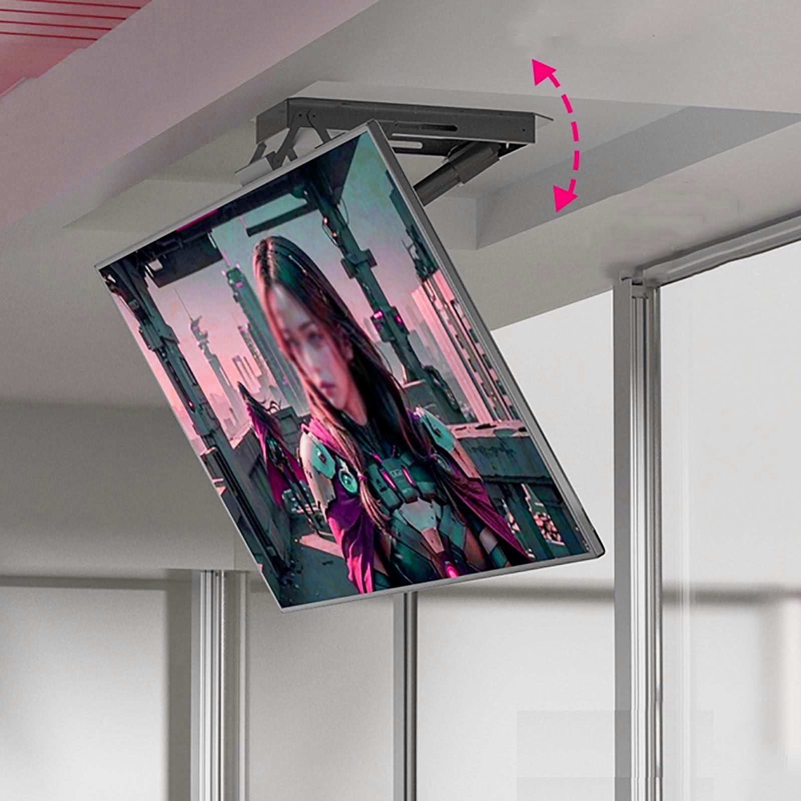HPTHLY Electric Tv Ceiling Mount - Tv Wall Mount,With Remote Control Hidden Drop Down Tv Lift,0-85° Flip Down Pitched Roof Mount Stand, Electric Tv Lift With Auto Lifting,One Color,5