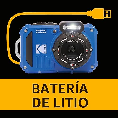 Miniatura 8 de KODAK PIXPRO WPZ2 Cámara digital resistente, impermeable, a prueba de golpes y polvo con WiFi 16MP con zoom óptico 4X y video Full HD 1080P. Cámara
