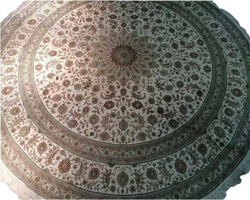 YMAEI Legend 8 5ft x 8 5ft Silk Handmade Carpet Large Circular Pattern Study Room Art Rugs