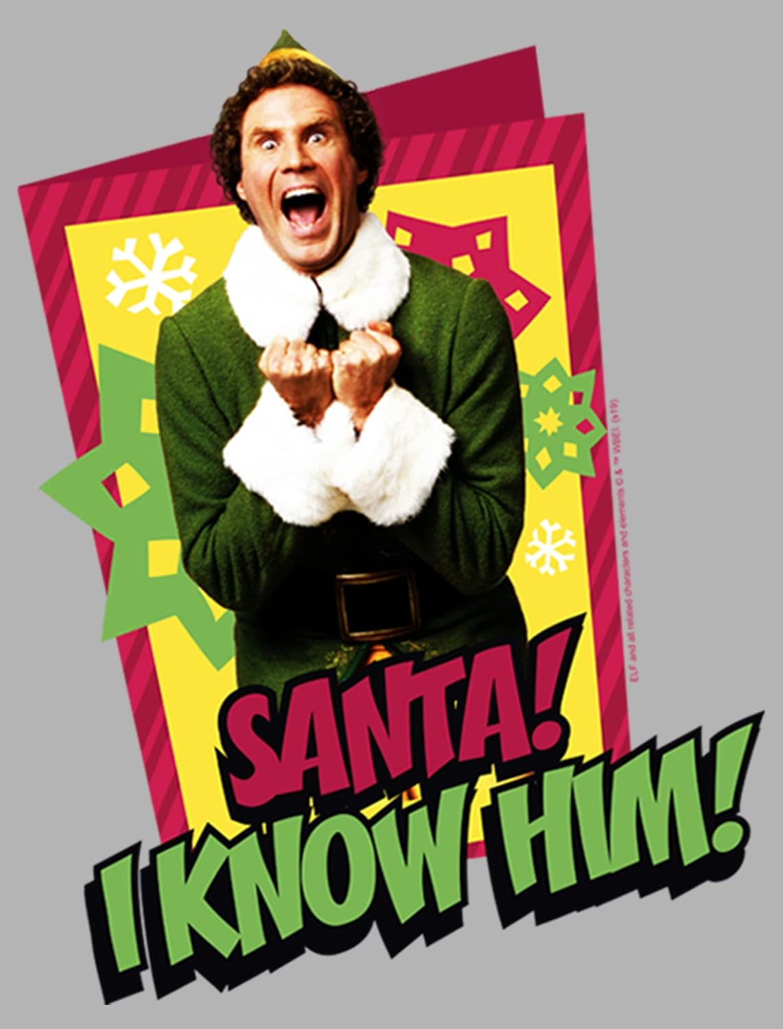 Fifth Sun Men's Elf Santa I Know Him Quote Pull Over Hoodie