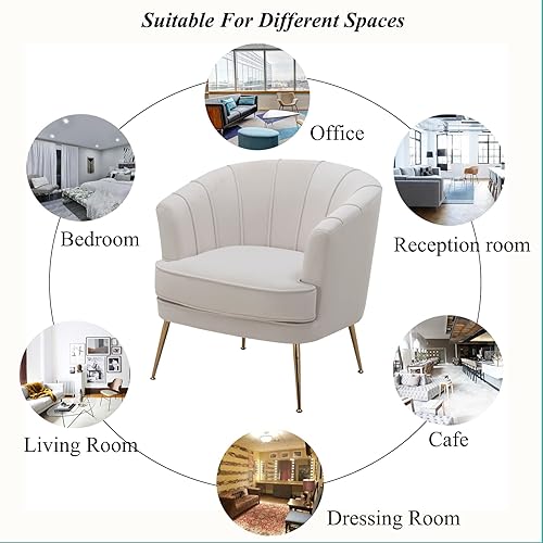 Miniatura 6 de Artechworks Silla moderna de terciopelo con patas doradas para sala de estar, dormitorio, oficina en casa, silla de club con respaldo copetudo,