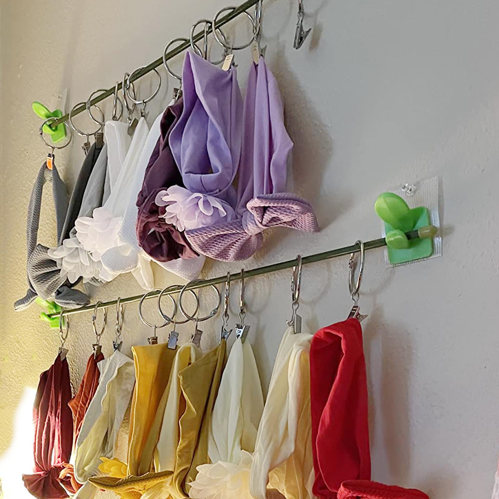 Lot de 80 anneaux de rideaux argentés de 3,8 cm avec clips, anneaux de tringle à rideaux ouverts en métal avec crochets, crochets antirouille pour chambre à coucher, salon, salle de bain