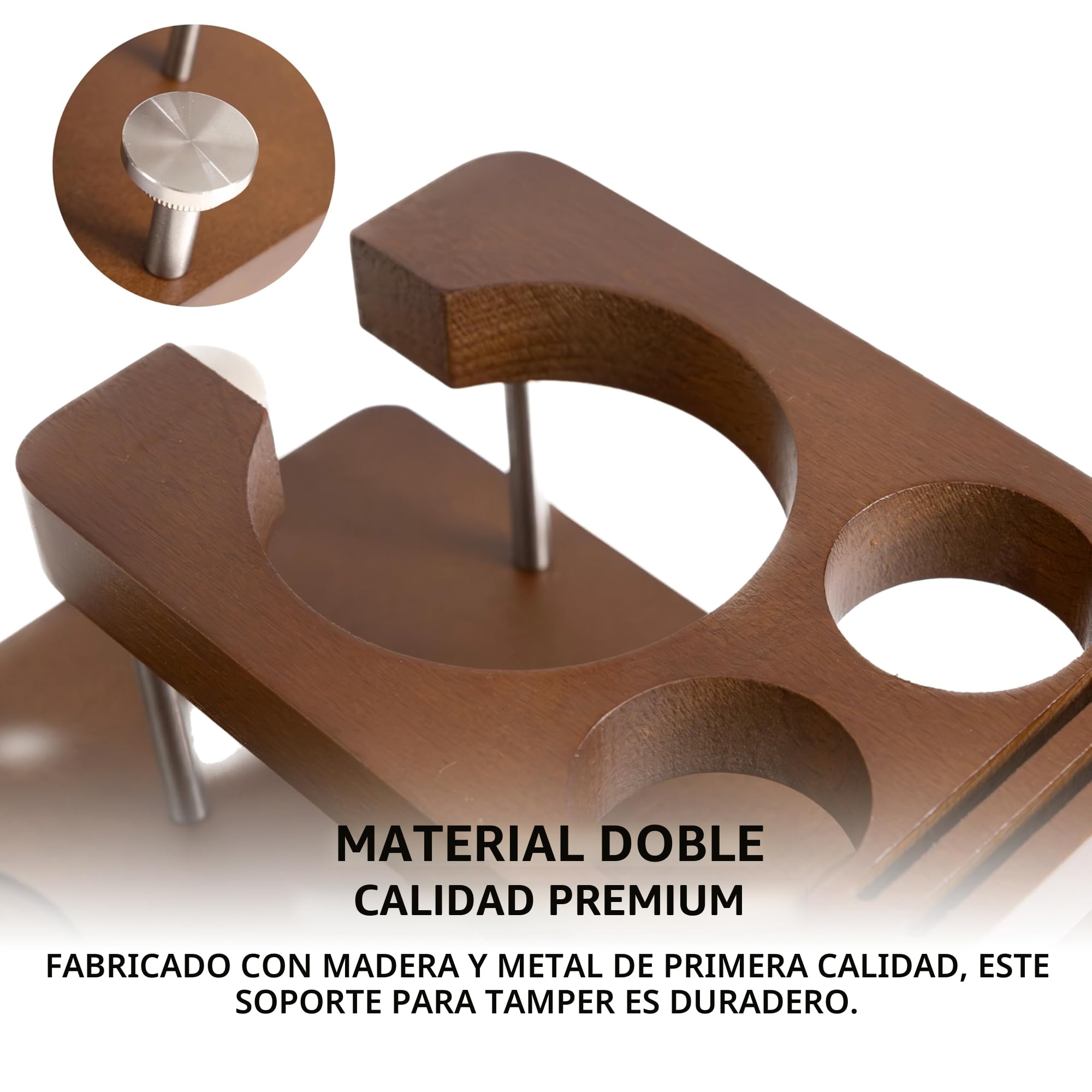 NEOUZA Estación Organizadora de Prensadores de Espresso para Prensador Distribuidor Portafiltros de 51/53/58mm, Estación de Prensado de Madera, Soporte de Portafiltros, Alfombrilla de Prensado (51mm)